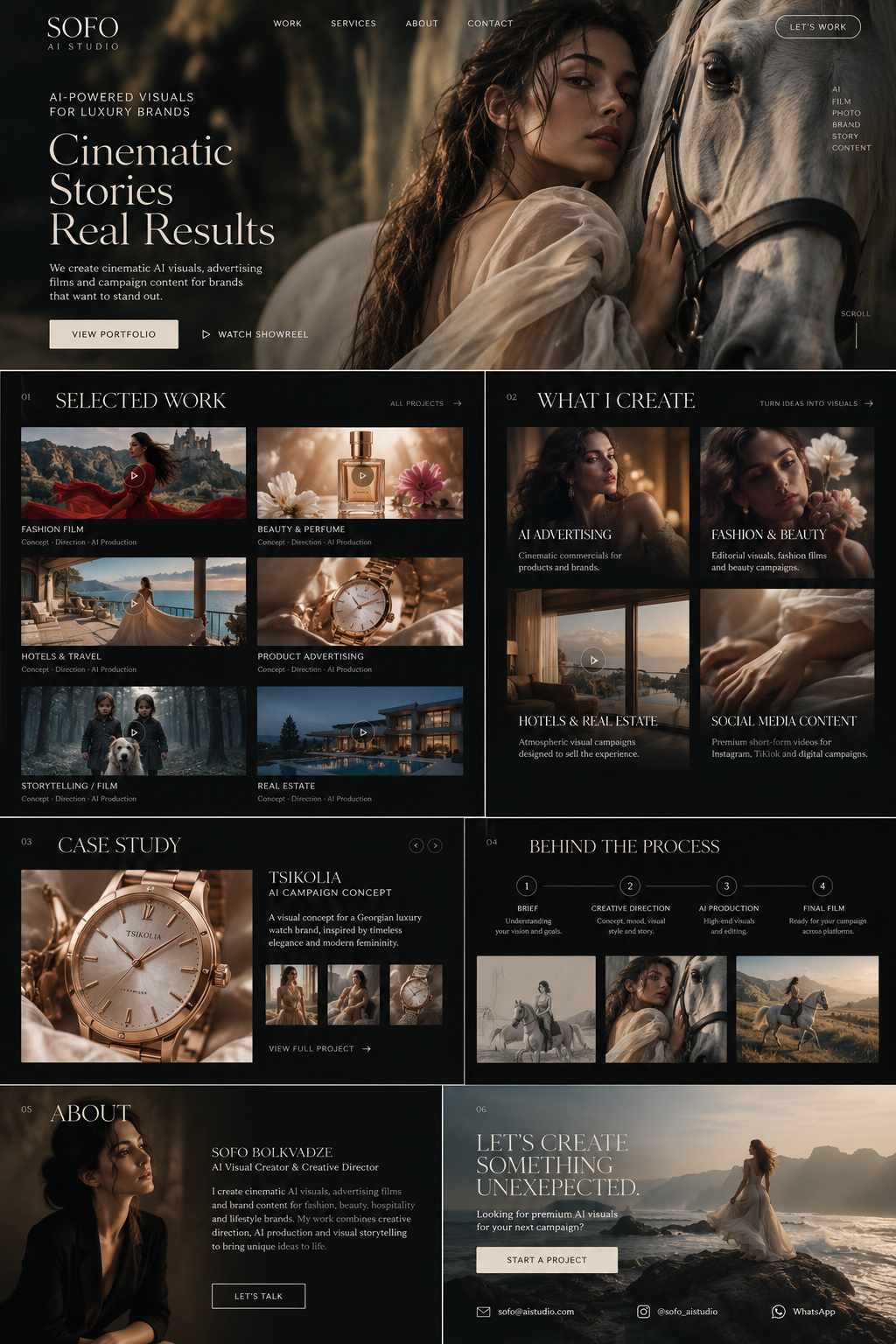 SOFO AI STUDIO cinematic portfolio preview